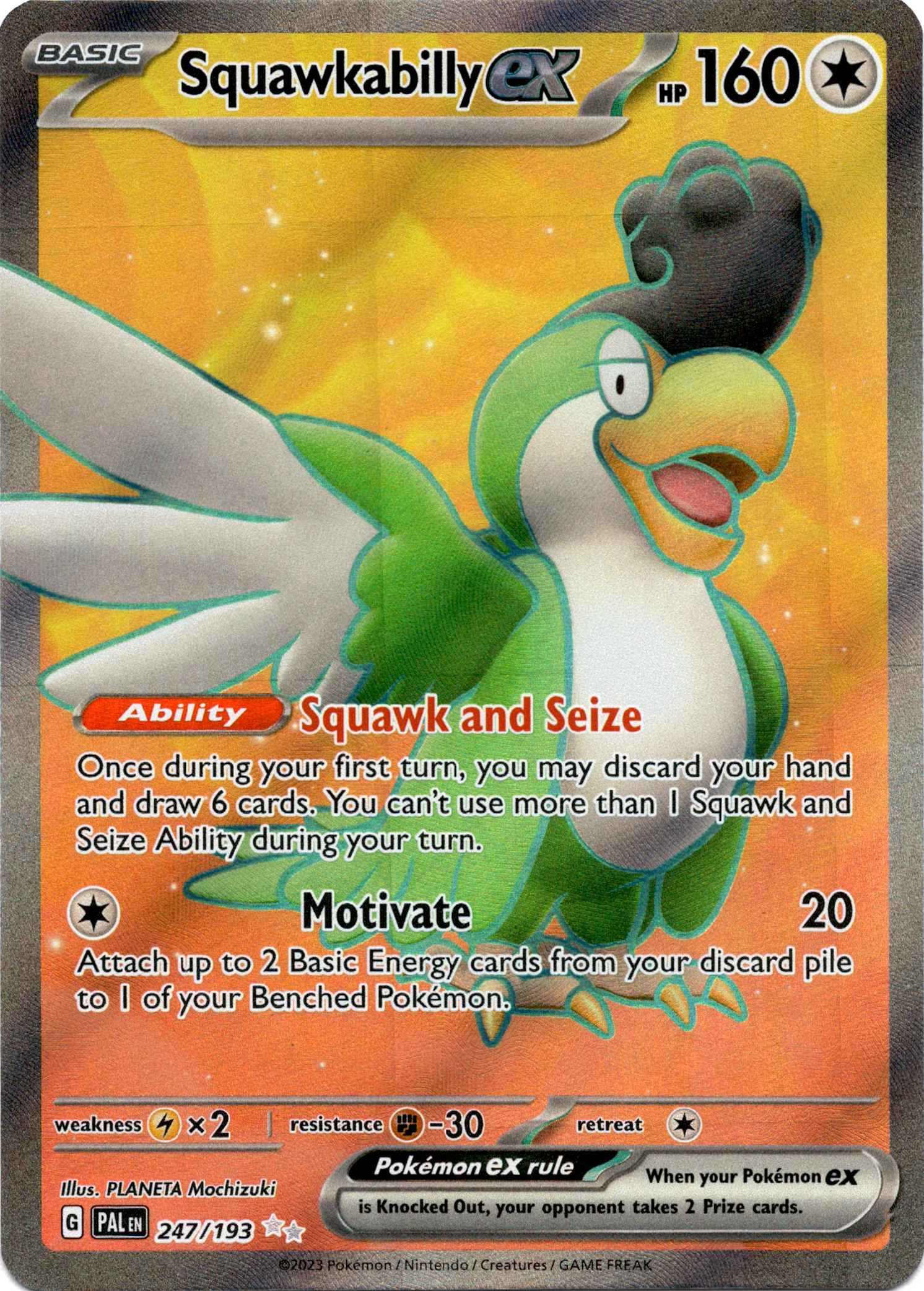 Squawkabilly ex - 247/193 - Paldea Evolved - Holo – Card Cavern Trading ...