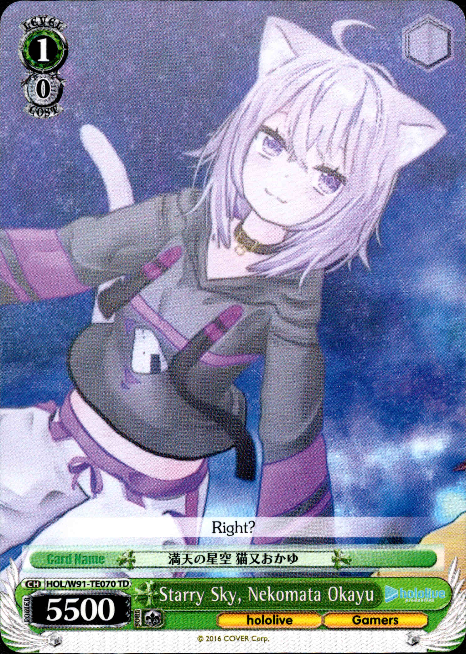 Starry Sky, Nekomata Okayu - HOL/W91-TE070 - Hololive Production Gamers - Card Cavern