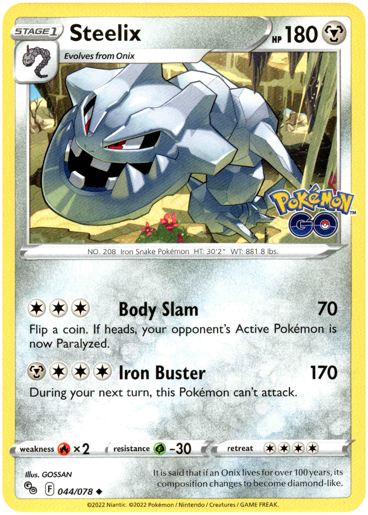 Steelix - 044/078 - Pokemon Go - Card Cavern