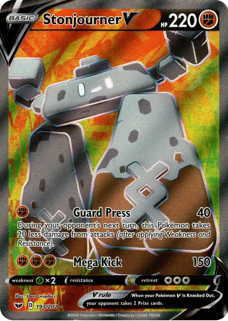 Stonjourner V Full Art - 193/202 - Sword & Shield - Card Cavern