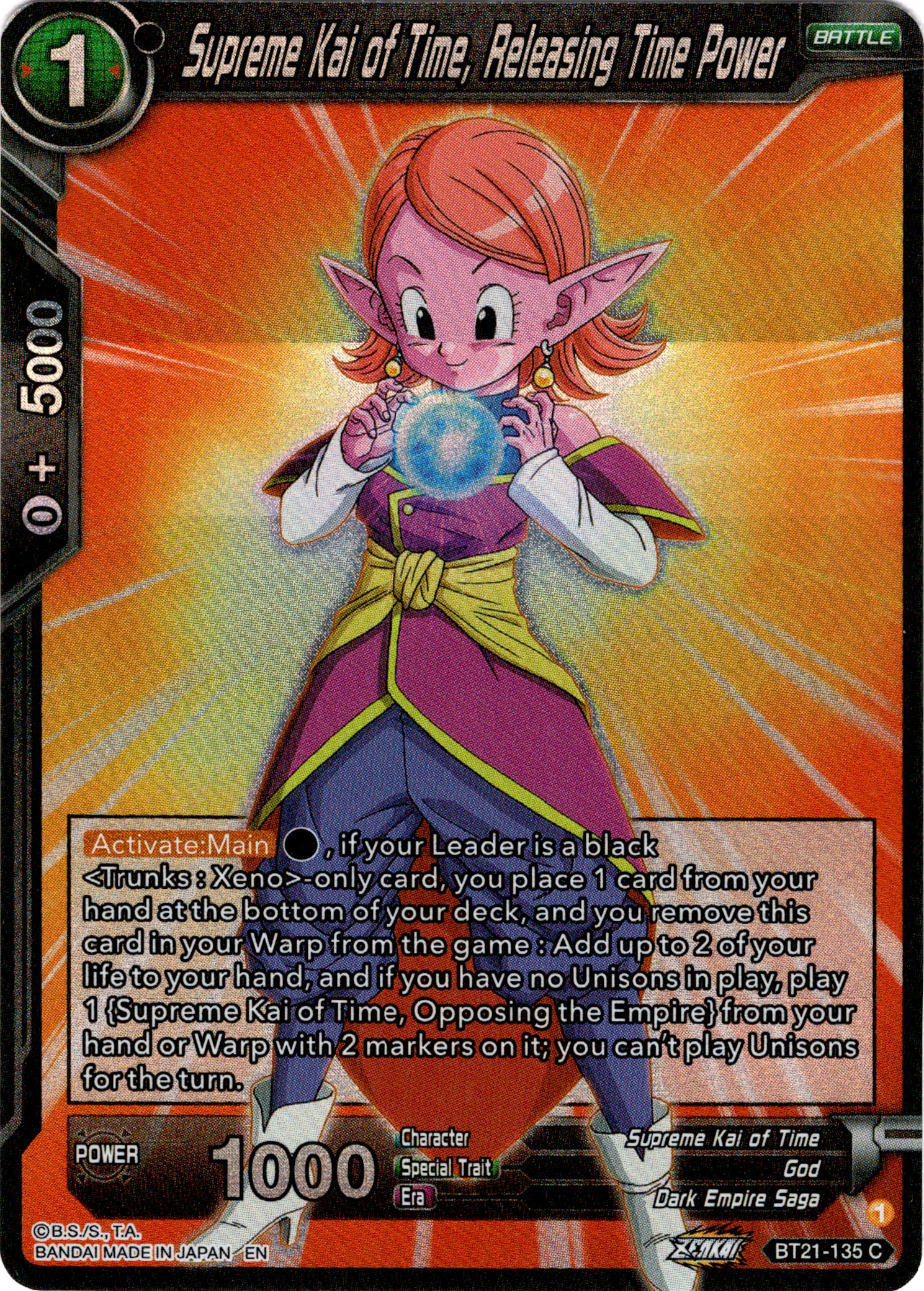Supreme Kai of Time, Releasing Time Power - BT21-135 - Wild Resurgence - Foil - Card Cavern