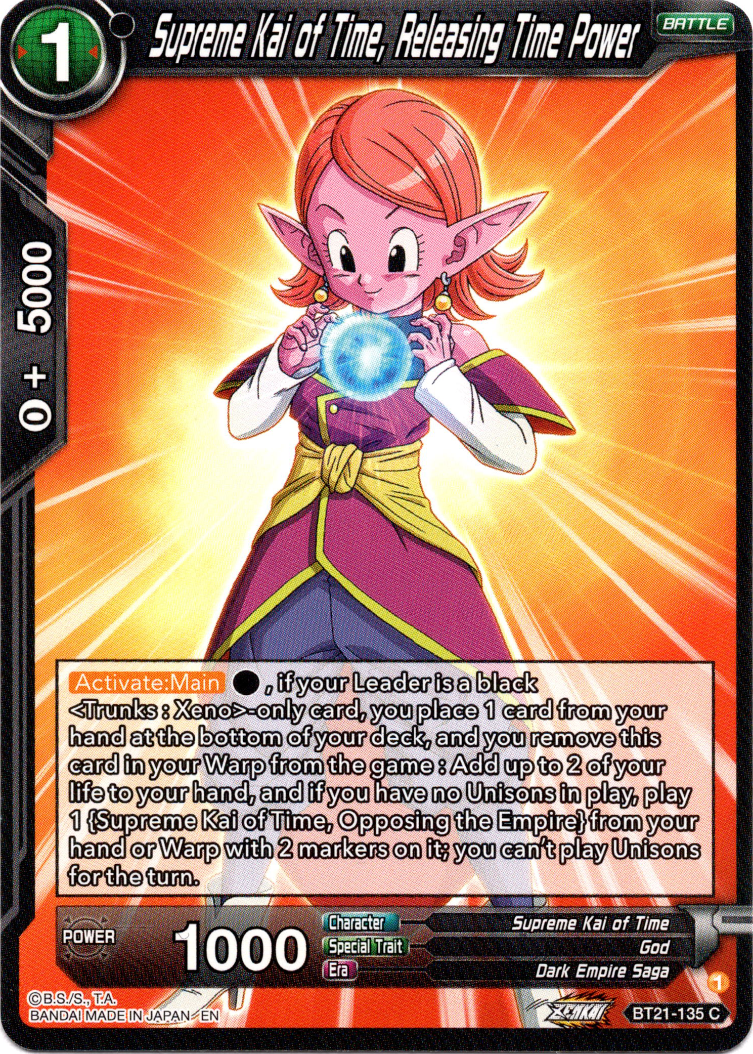 Supreme Kai of Time, Releasing Time Power - BT21-135 - Wild Resurgence - Card Cavern