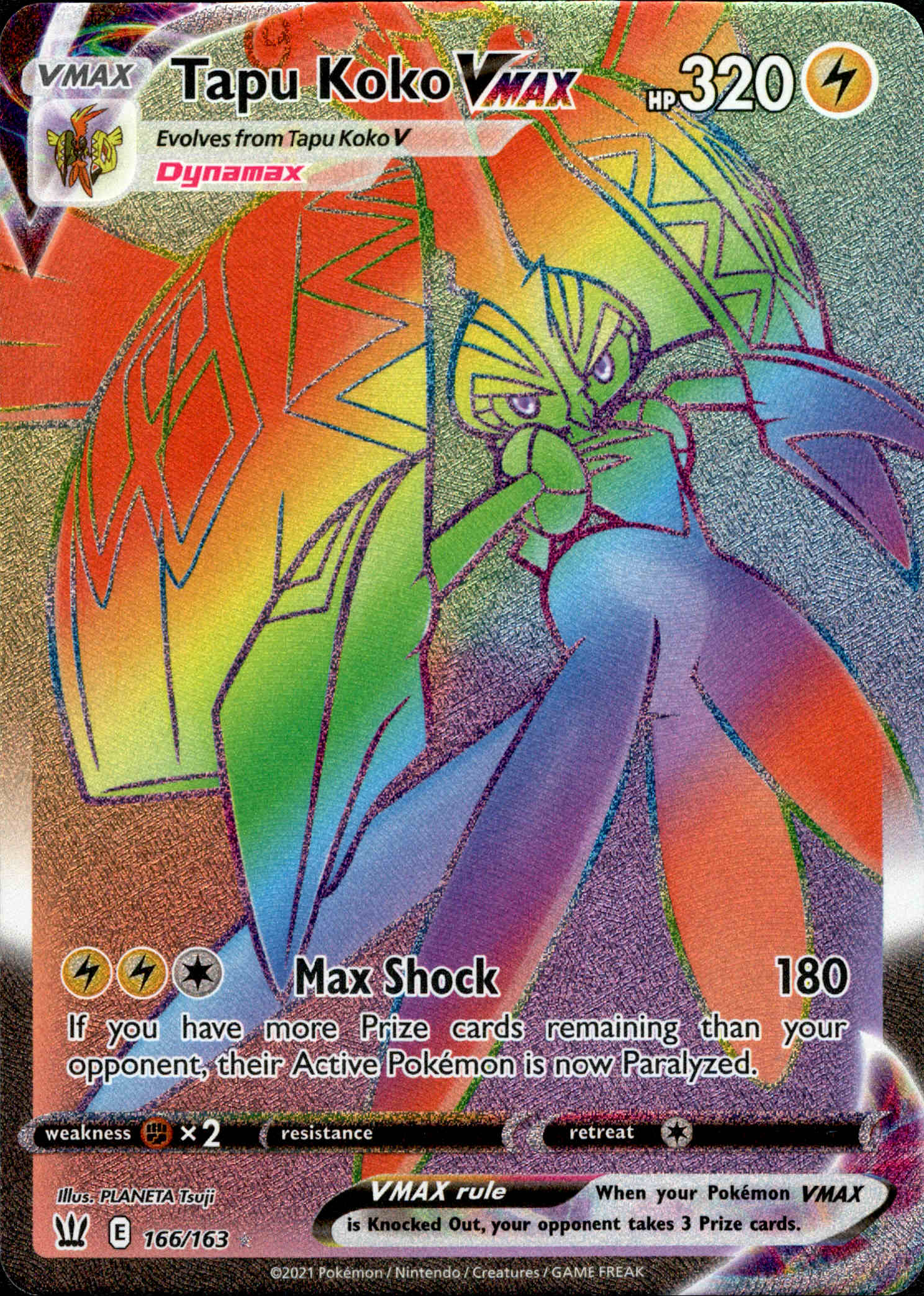 Tapu Koko VMAX Hyper Rare - 166/163 - Battle Styles - Holo - Card Cavern