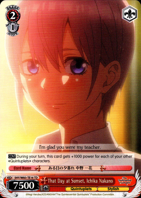That Day at Sunset, Ichika Nakano - 5HY/W83-TE16 - The Quintessential Quintuplets - Card Cavern