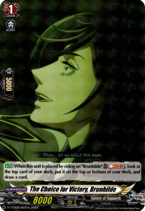 The Choice for Victory, Brunhilde - D-TTD02/003EN - (Parallel Foil) Record of Ragnarok - Card Cavern