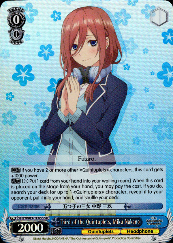 Third of the Quintuplets, Miku Nakano - 5HY/W83-TE45S - The Quintessential Quintuplets - Card Cavern