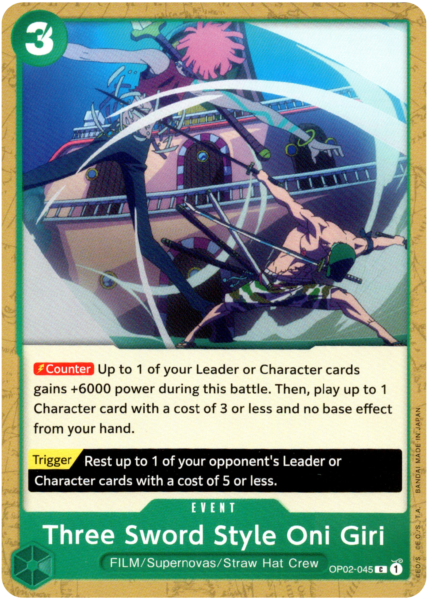 Three Sword Style Oni Giri - OP02-045 - Paramount War - Card Cavern