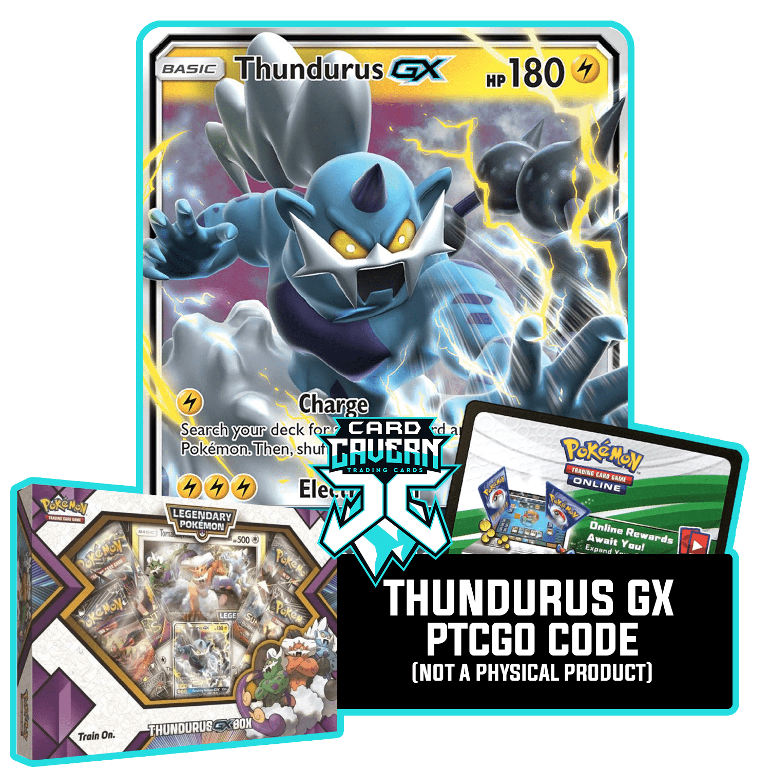 Thundurus GX SM133 PTCGO Code - Card Cavern