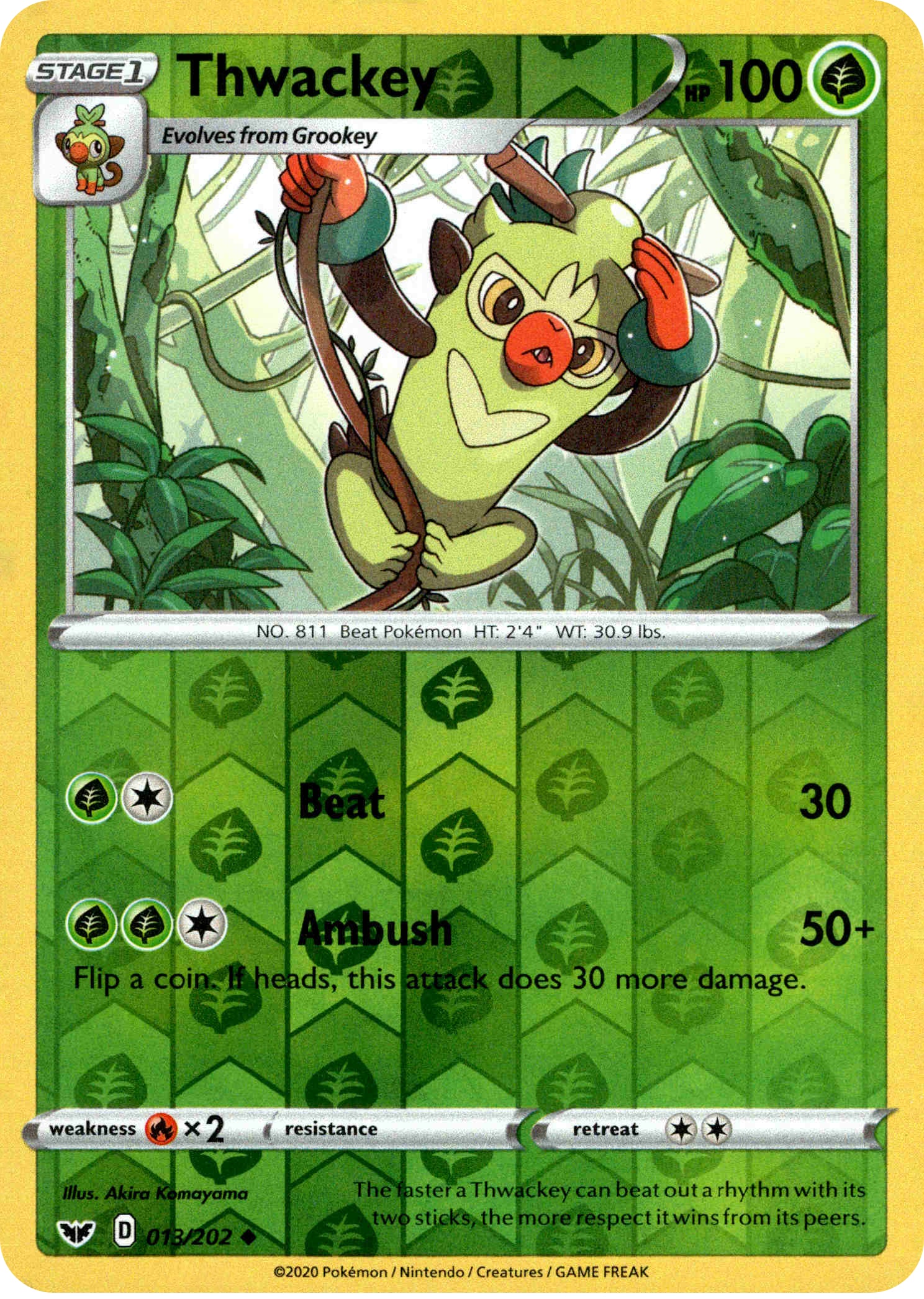 Thwackey - 13/202 - Sword & Shield - Reverse Holo - Card Cavern