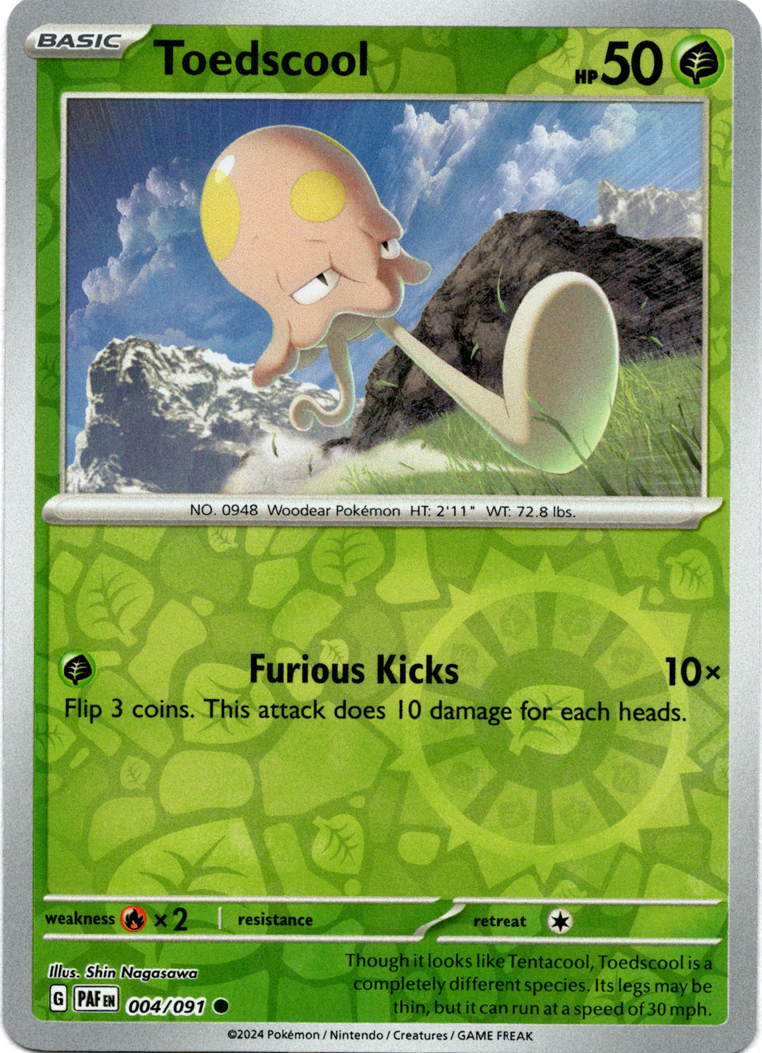 Toedscool - 004/091 - Paldean Fates - Reverse Holo - Card Cavern