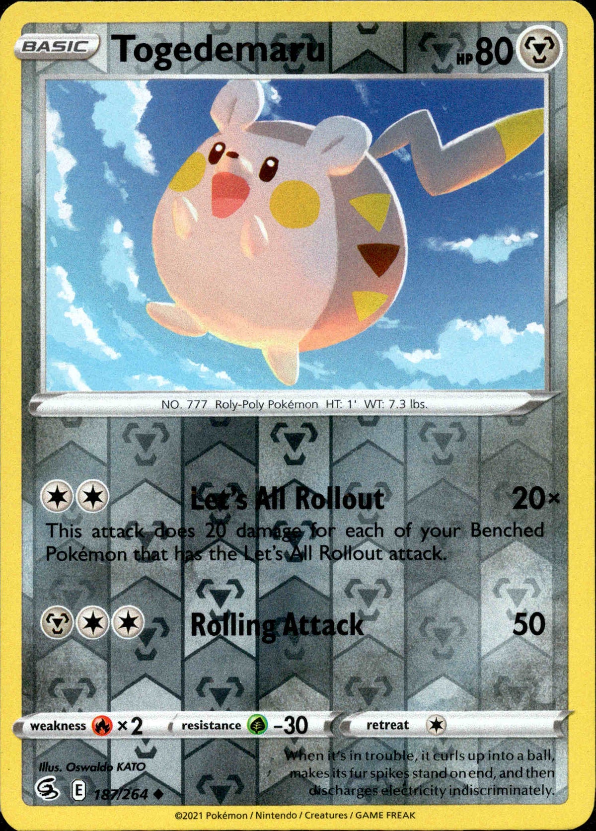 Togedemaru - 187/264 - Fusion Strike - Reverse Holo - Card Cavern