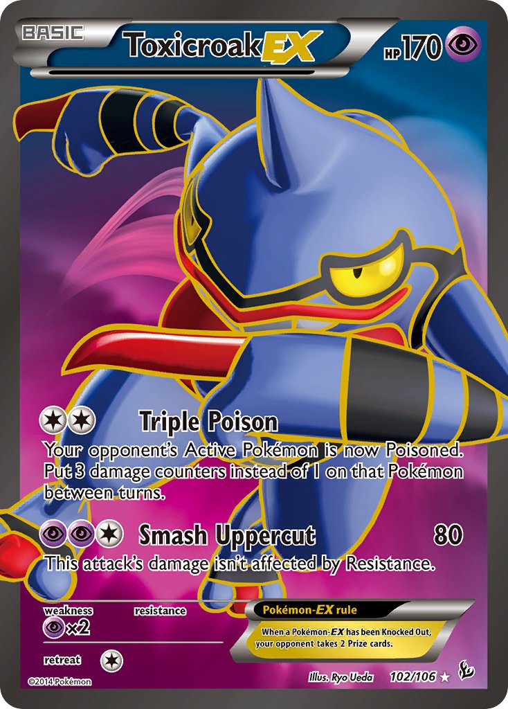 Toxicroak EX Full Art - 102/106 - Flashfire - Holo - Card Cavern