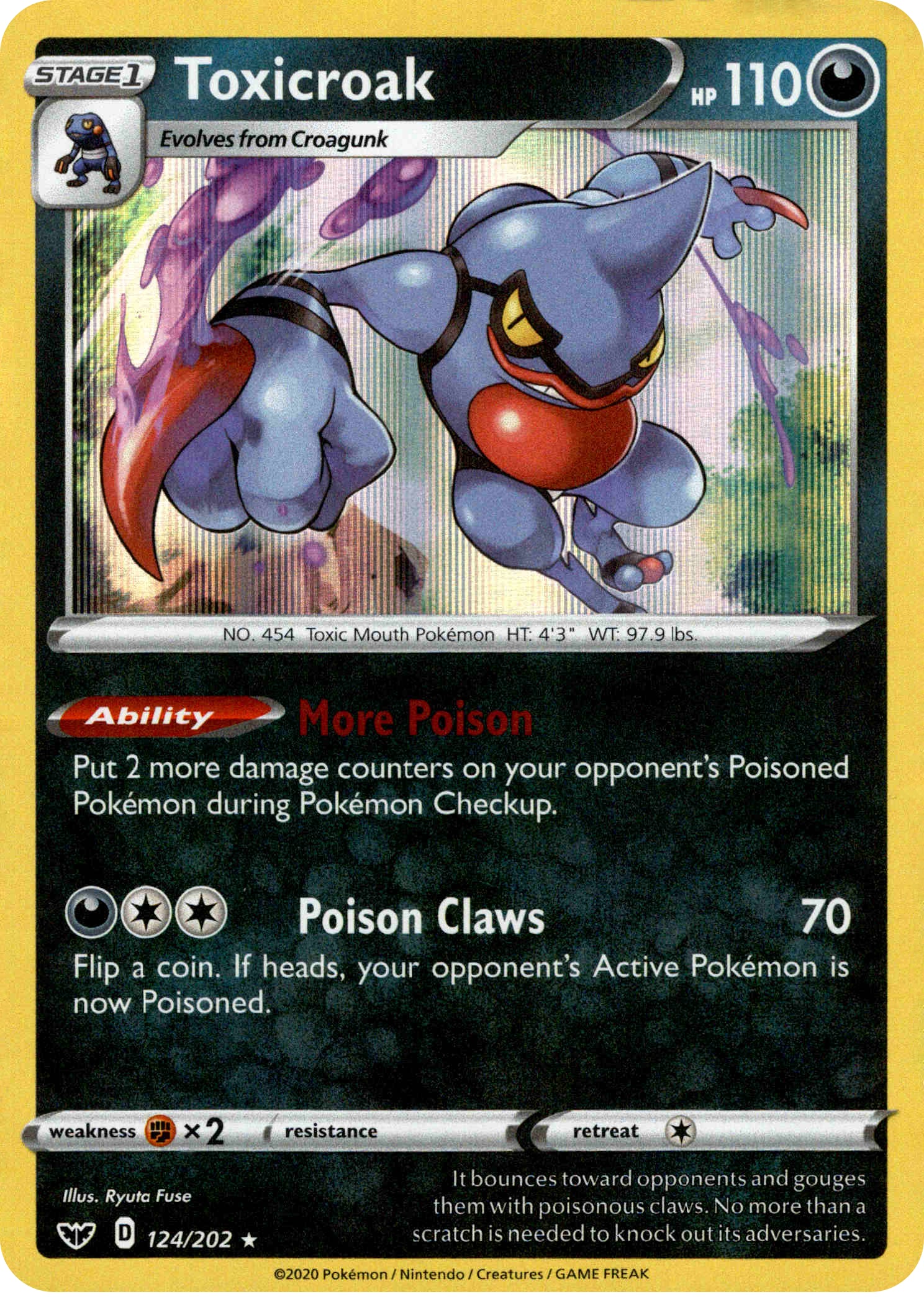 Toxicroak - 124/202 - Sword & Shield - Holo - Card Cavern