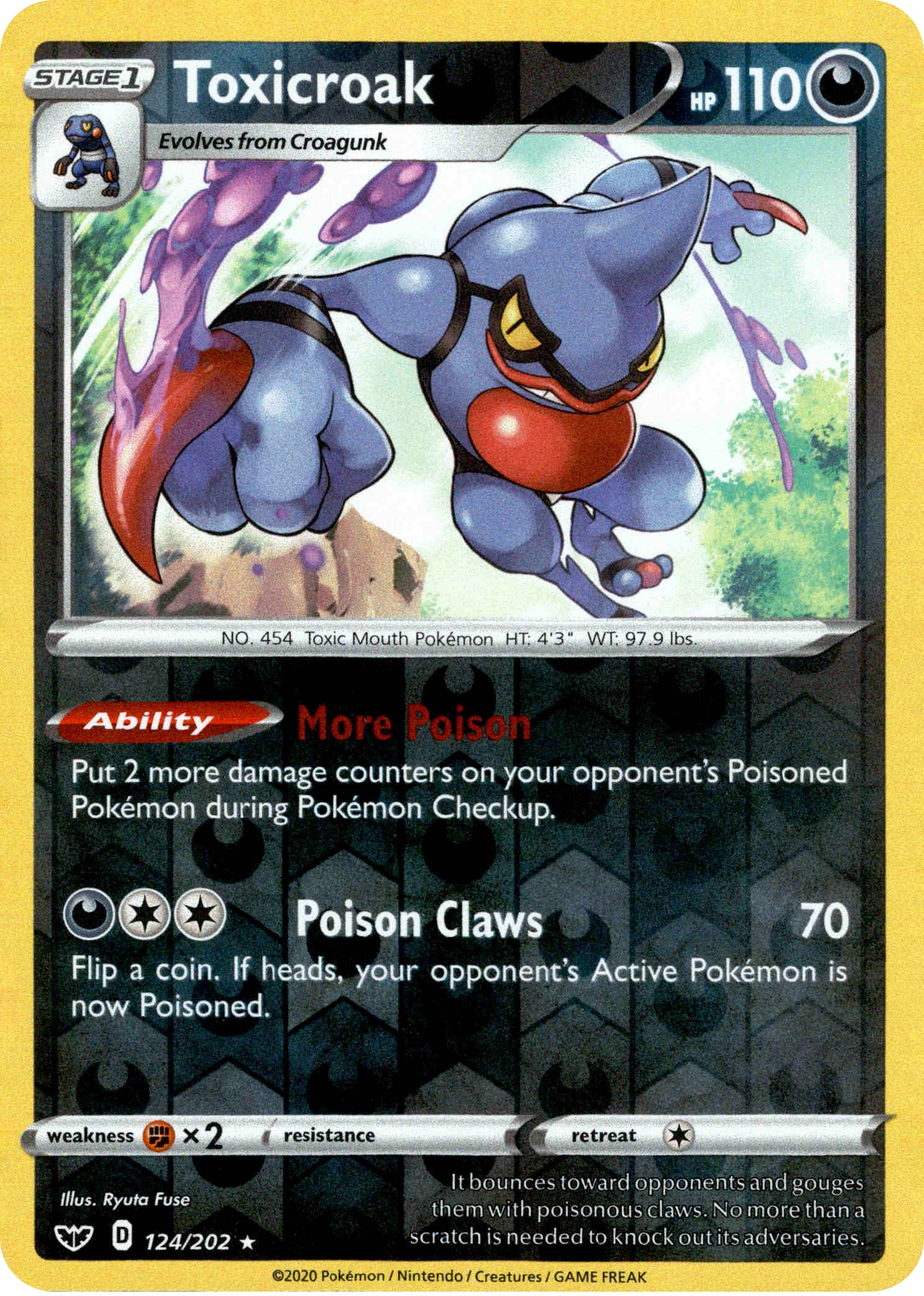 Toxicroak - 124/202 - Sword & Shield - Reverse Holo - Card Cavern
