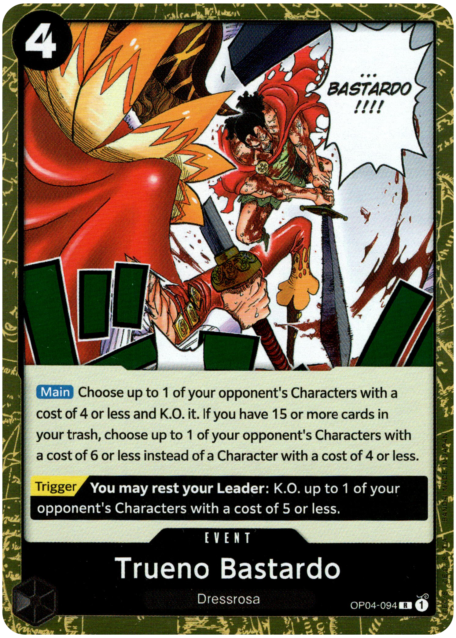 Trueno Bastardo - OP04-094 R - Kingdoms of Intrigue - Foil - Card Cavern