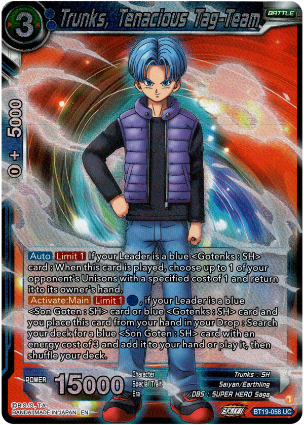 Trunks, Tenacious Tag-Team - BT19-058 - Fighter's Ambition - Foil - Card Cavern