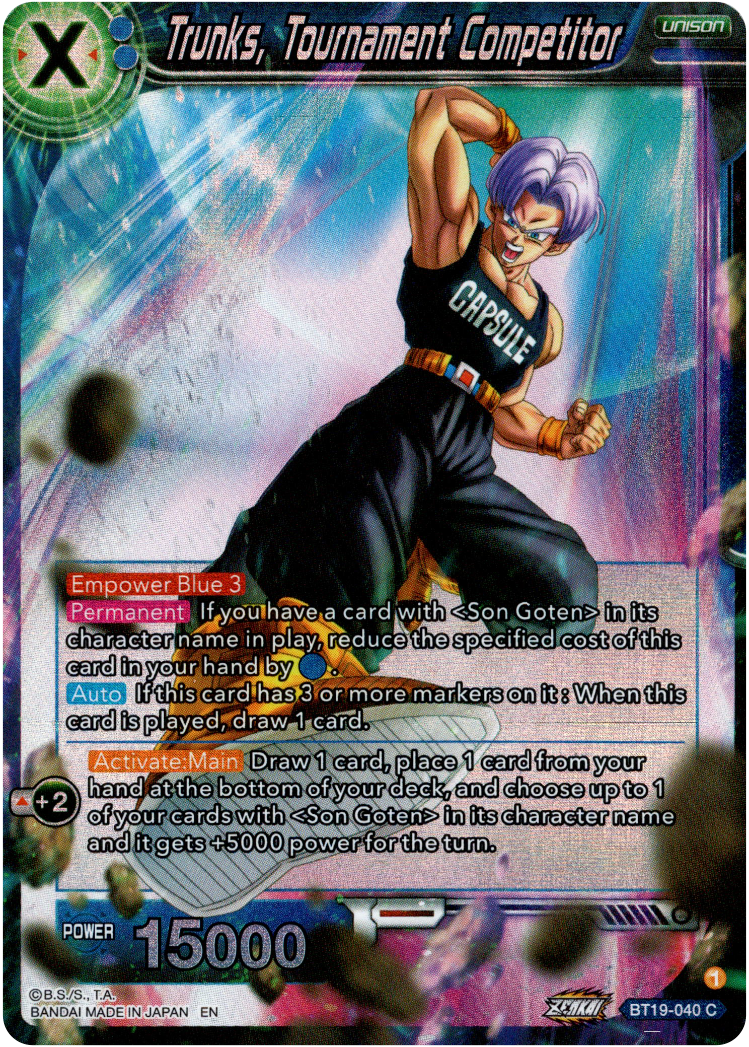 Trunks, Tournament Competitor - BT19-040 - Fighter's Ambition - Foil - Card Cavern