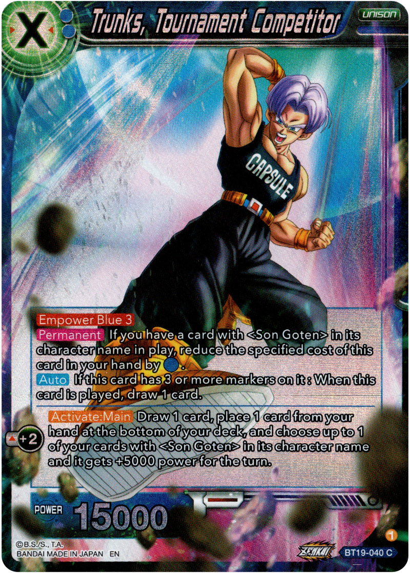 Trunks, Tournament Competitor - BT19-040 - Fighter's Ambition - Foil - Card Cavern