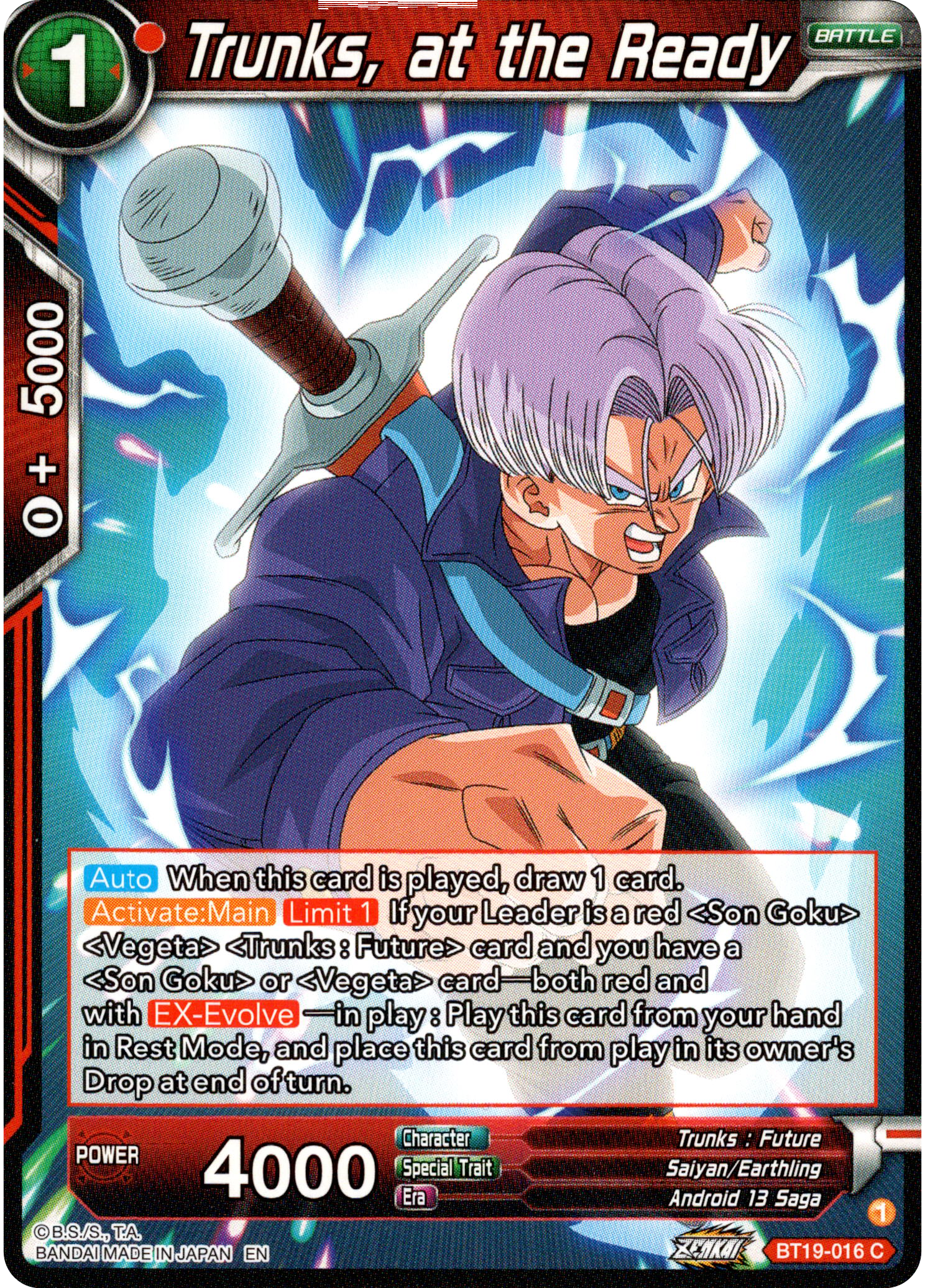 Trunks, at the Ready - BT19-016 - Fighter's Ambition - Card Cavern