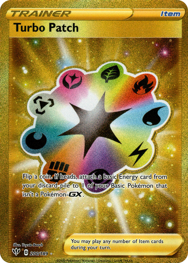 Turbo Patch Secret Rare - 200/189 - Darkness Ablaze - Holo Card Cavern Trading Cards, LLC Turbo Patch Secret Rare - 200/189 - Darkness Ablaze - Holo Card Cavern Trading Cards, LLC
