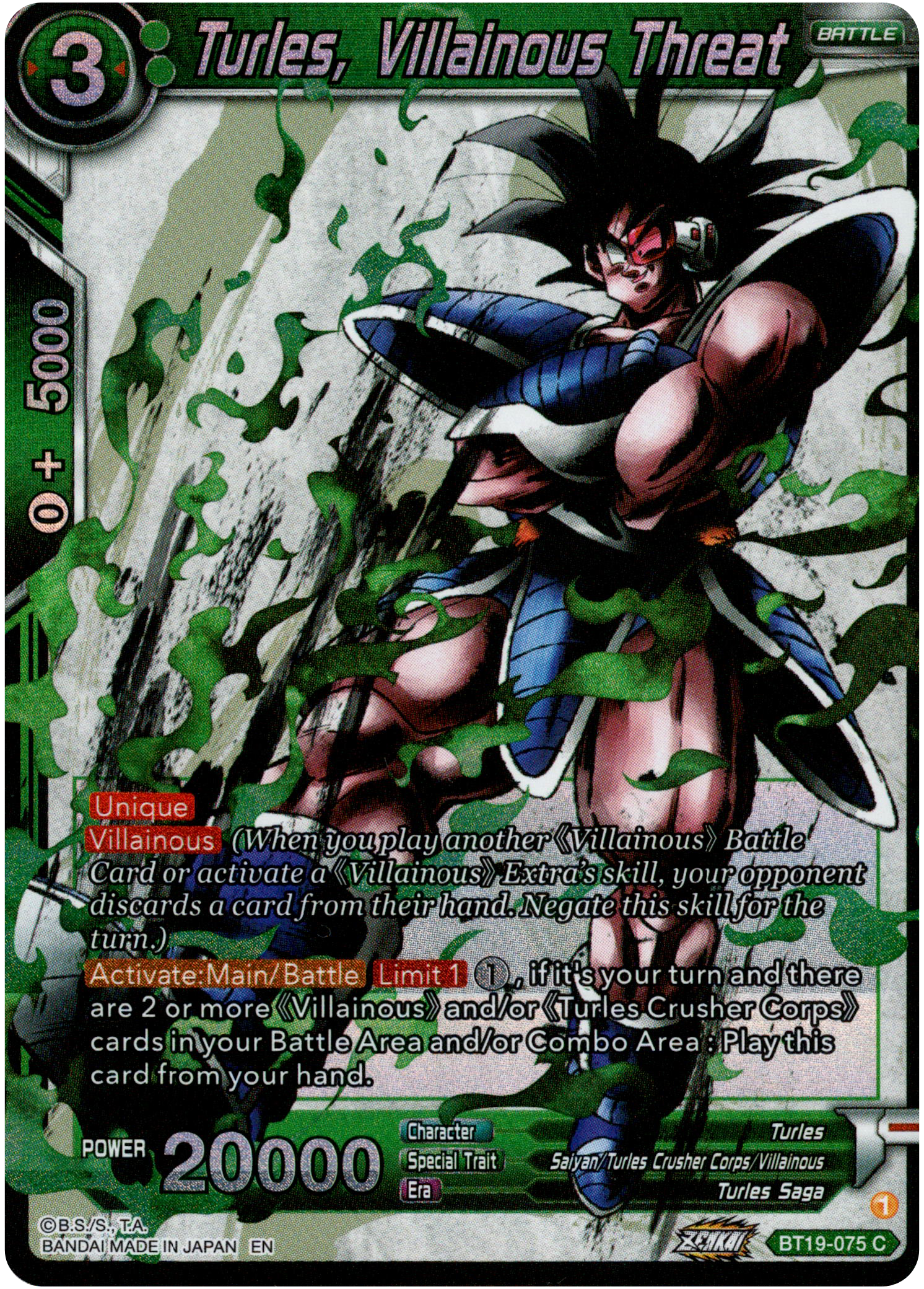 Turles, Villainous Threat - BT19-075 - Fighter's Ambition - Foil - Card Cavern