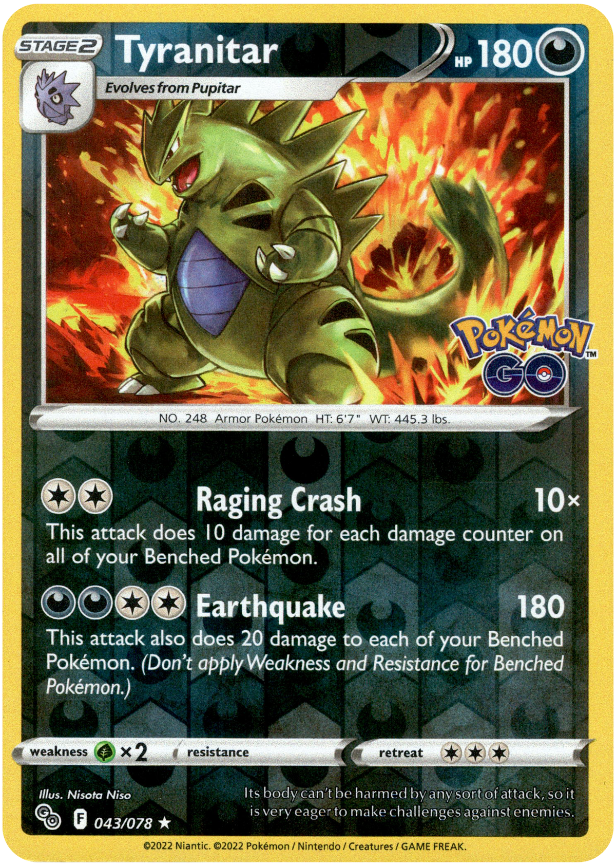 Tyranitar - 043/078 - Pokemon Go - Reverse Holo - Card Cavern