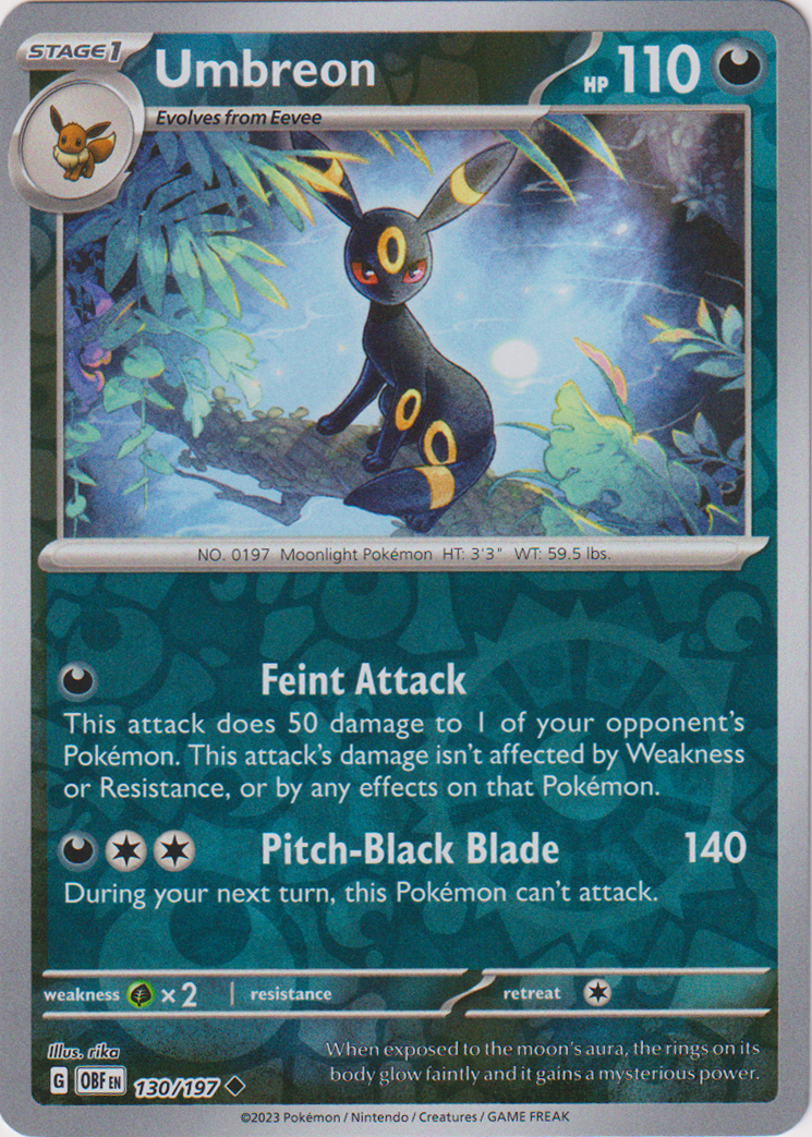 Umbreon - 130/197 - Obsidian Flames - Reverse Holo - Card Cavern