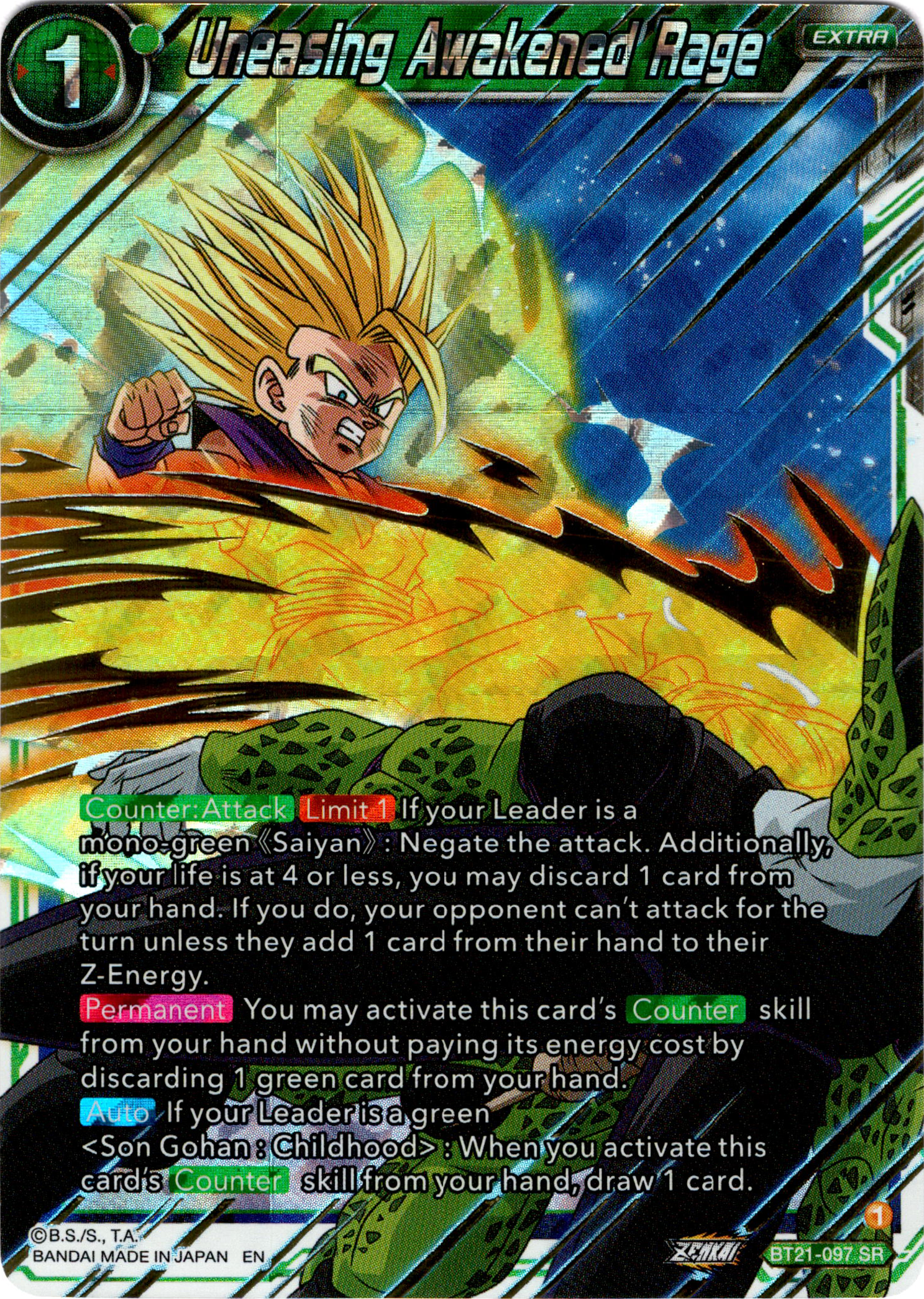 Uneasing Awakened Rage - BT21-097 - Wild Resurgence - Foil - Card Cavern