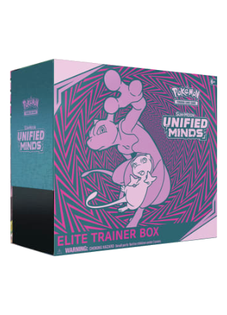 Unified Minds ETB - Mew & Mewtwo - Sleeves and Deck Box PTCGO Code - Card Cavern