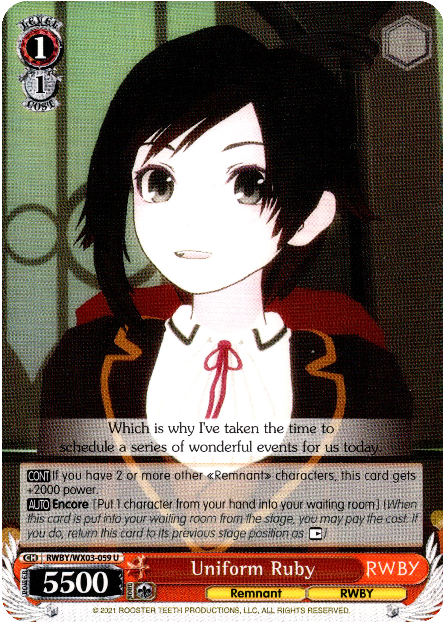 Uniform Ruby - RWBY/WX03-059 - RWBY - Card Cavern