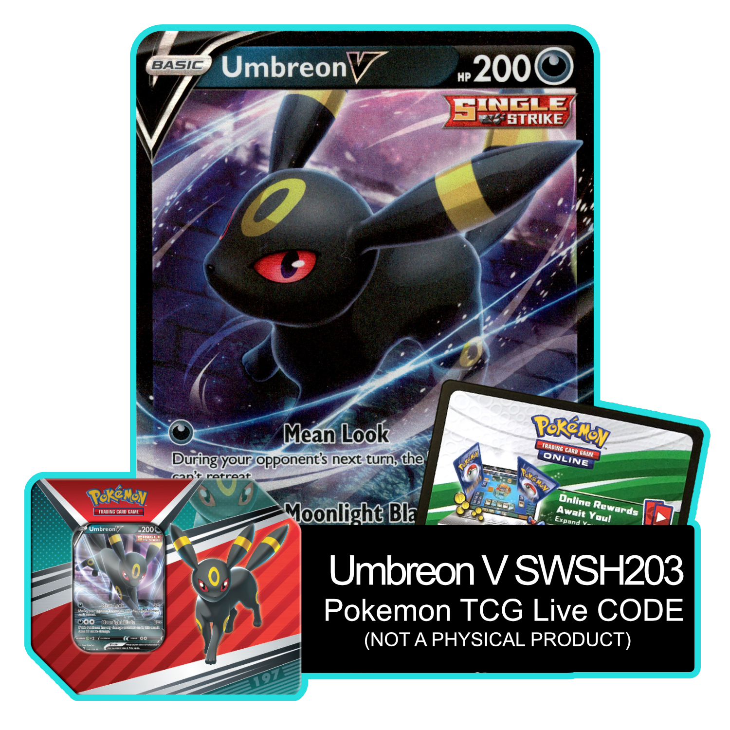 V Heroes Tin: Umbreon V SWSH203 - PTCGL Code - Card Cavern