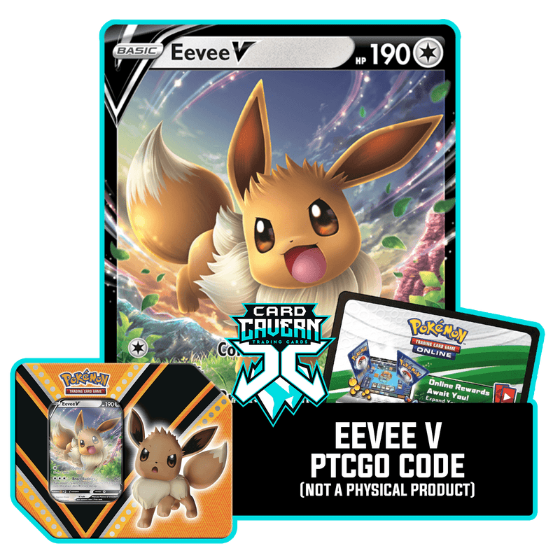 V Power Tin: Eevee V SWSH065 - PTCGO Code Card Cavern Trading Cards, LLC V Power Tin: Eevee V SWSH065 - PTCGO Code Card Cavern Trading Cards, LLC