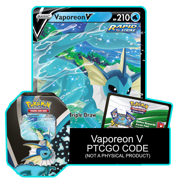 Eevee Evolutions Tin: Vaporeon V - Pokemon TCG Live Code - Card Cavern
