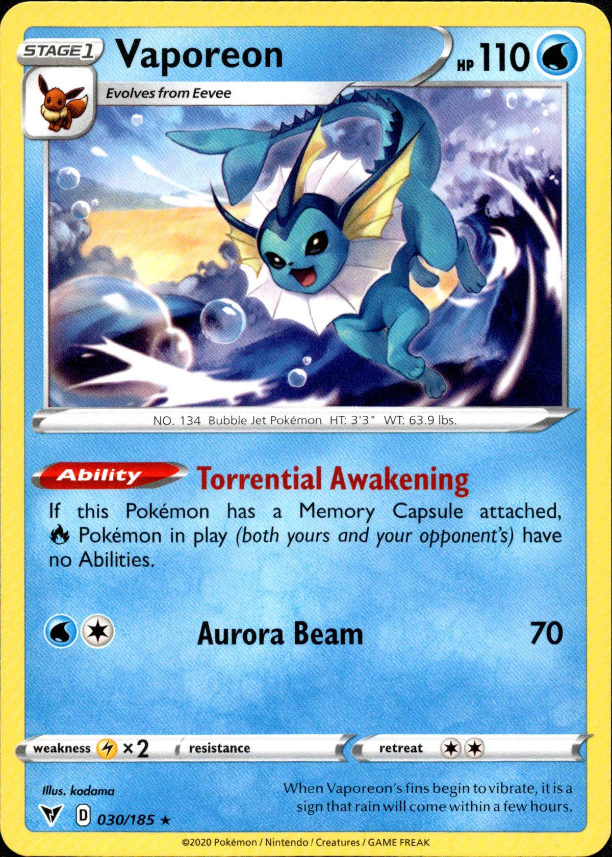 Vaporeon - 030/185 - Vivid Voltage - Card Cavern
