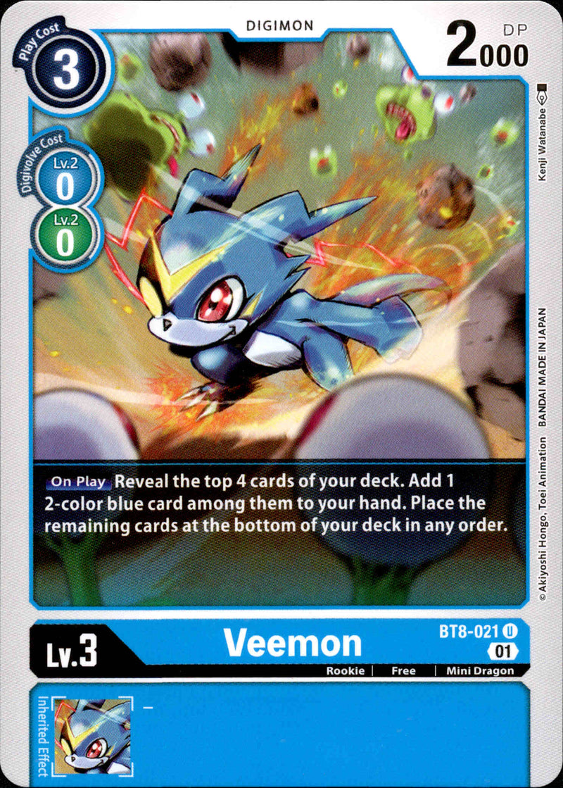 Digimon Trading Card Game New Awakening Uncommon Veemon BT8-021