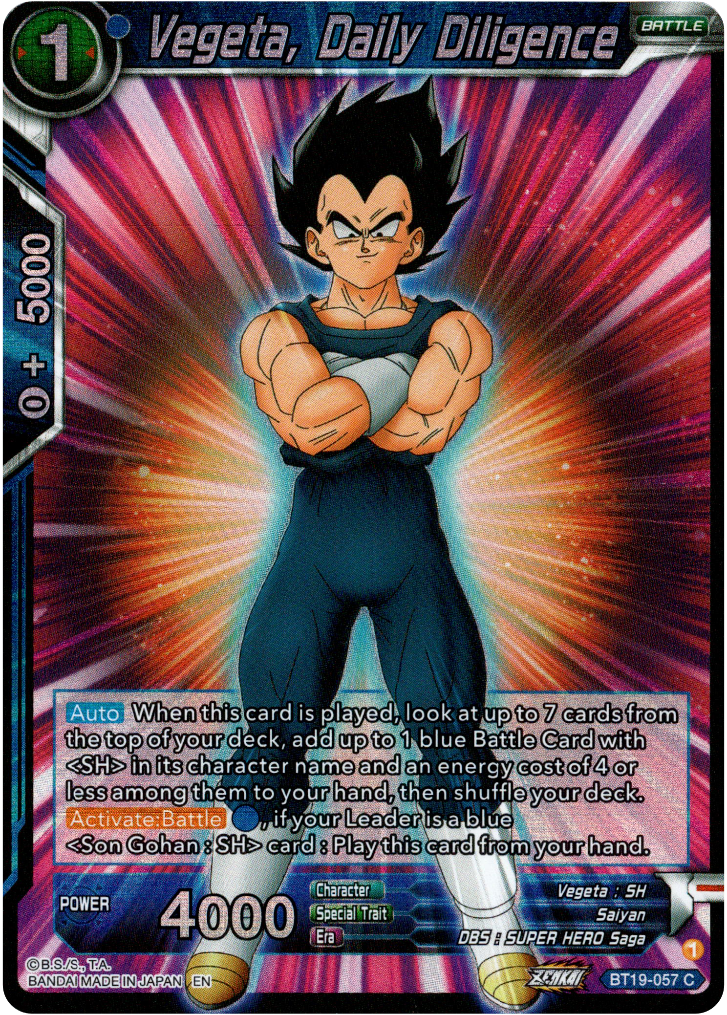 Vegeta, Daily Diligence - BT19-057 - Fighter's Ambition - Foil - Card Cavern