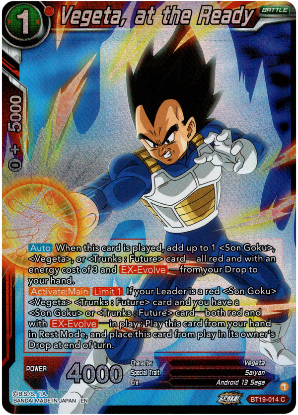 Vegeta, at the Ready - BT19-014 - Fighter's Ambition - Foil - Card Cavern