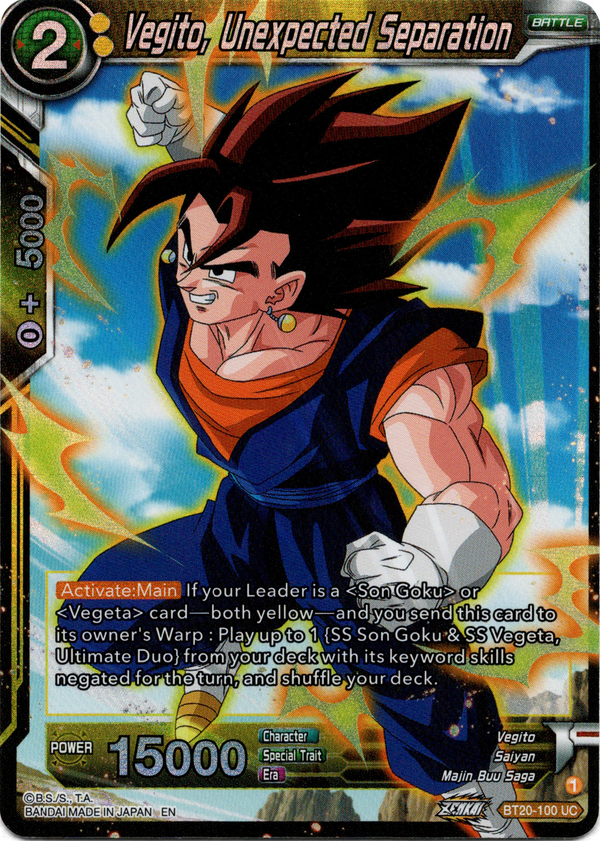 Vegito, Unexpected Separation - BT20-100 UC - Power Absorbed - Foil - Card Cavern