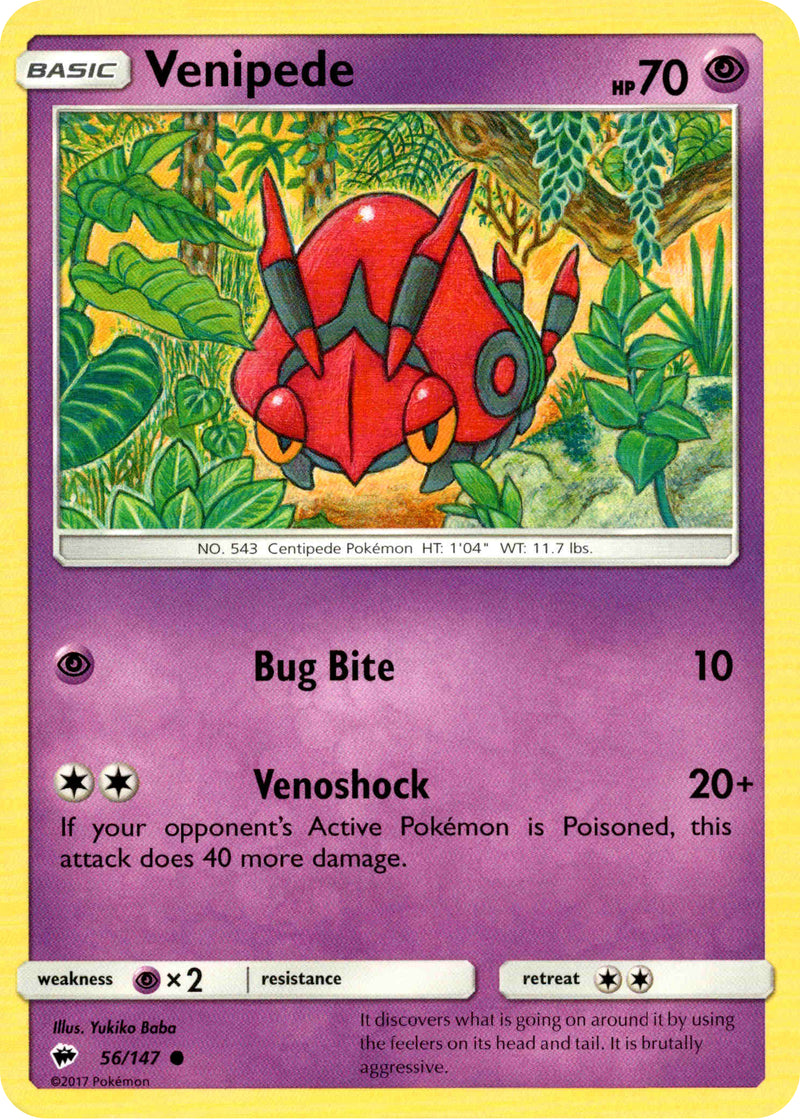 Pokemon Burning Shadows Venipede #56