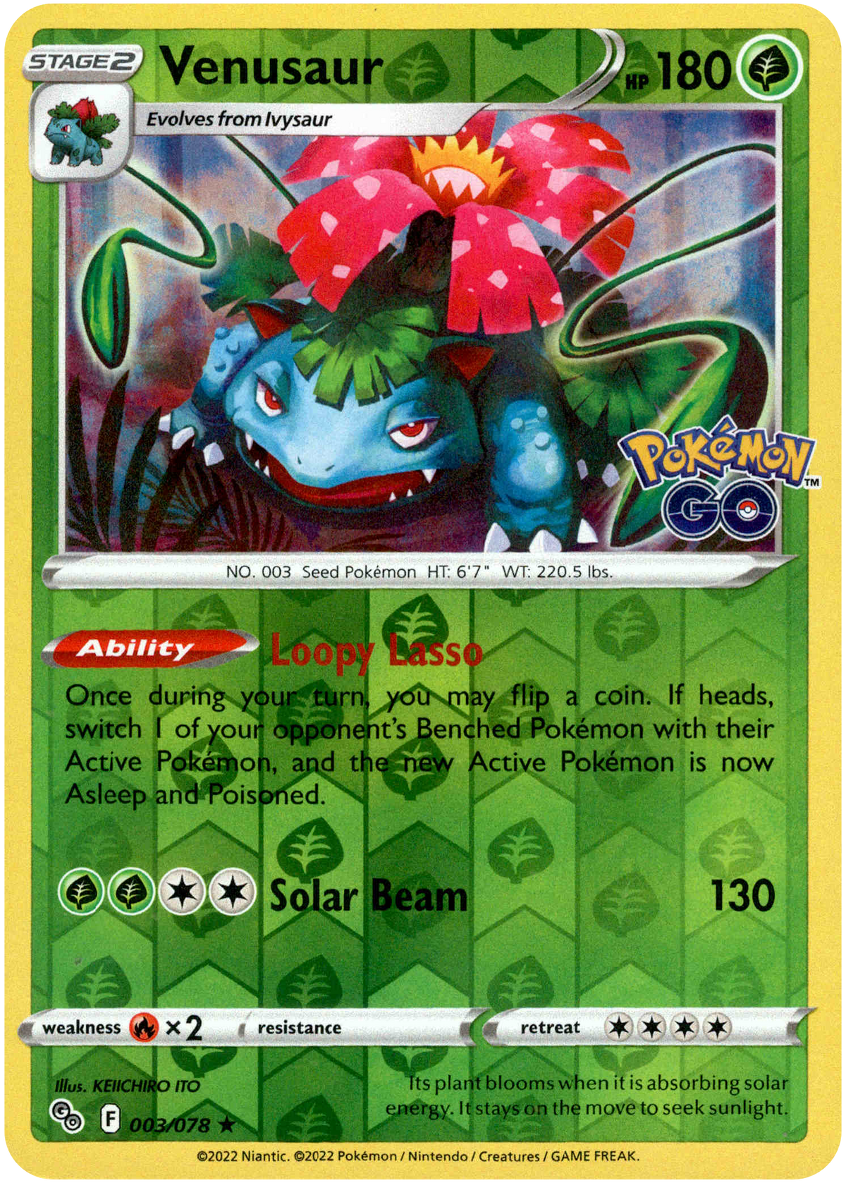 Venusaur - 003/078 - Pokemon Go - Reverse Holo - Card Cavern