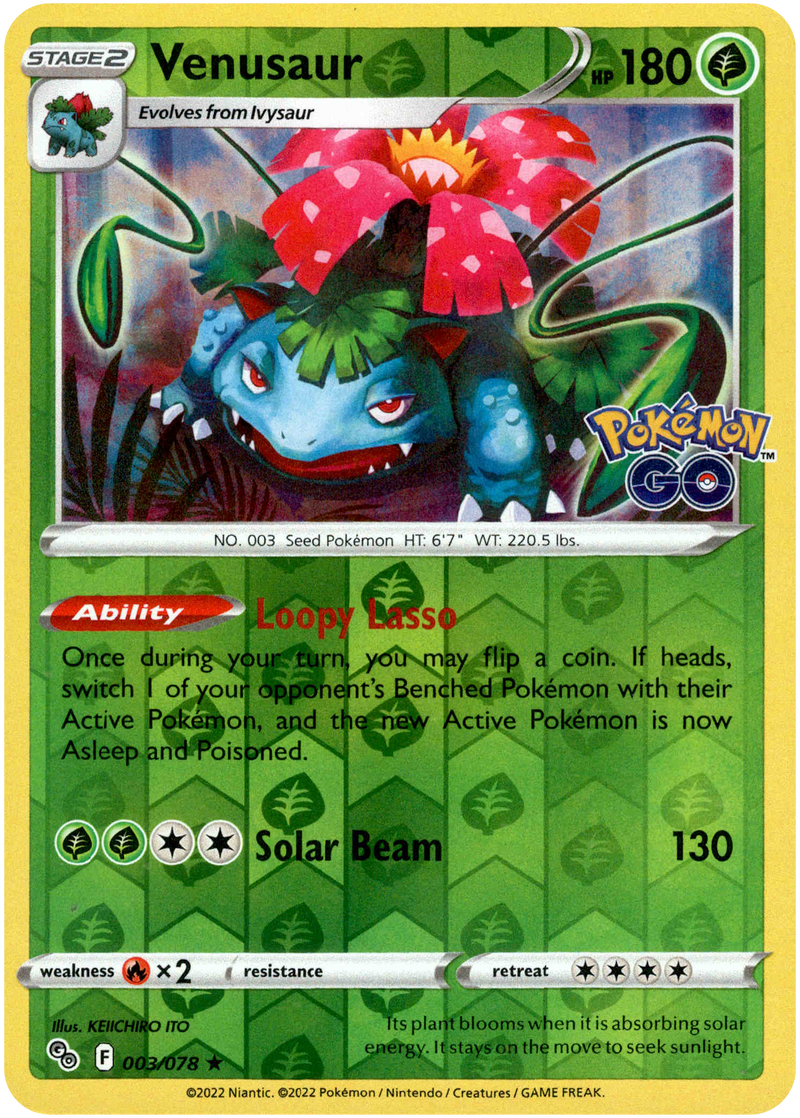 Venusaur - 003/078 - Pokemon Go - Reverse Holo Card Cavern Trading Cards, LLC Venusaur - 003/078 - Pokemon Go - Reverse Holo Card Cavern Trading Cards, LLC