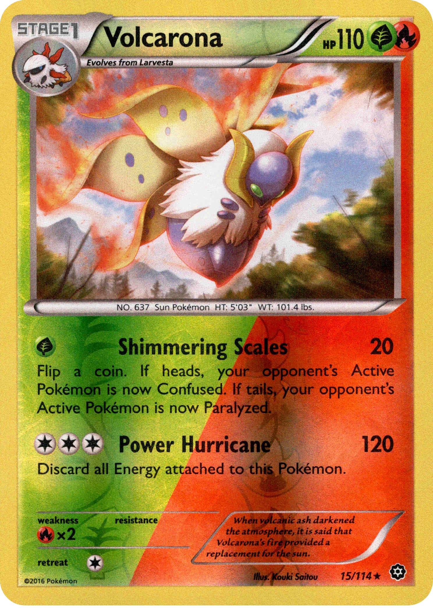 Volcarona - 15/114 - Steam Siege - Reverse Holo - Card Cavern