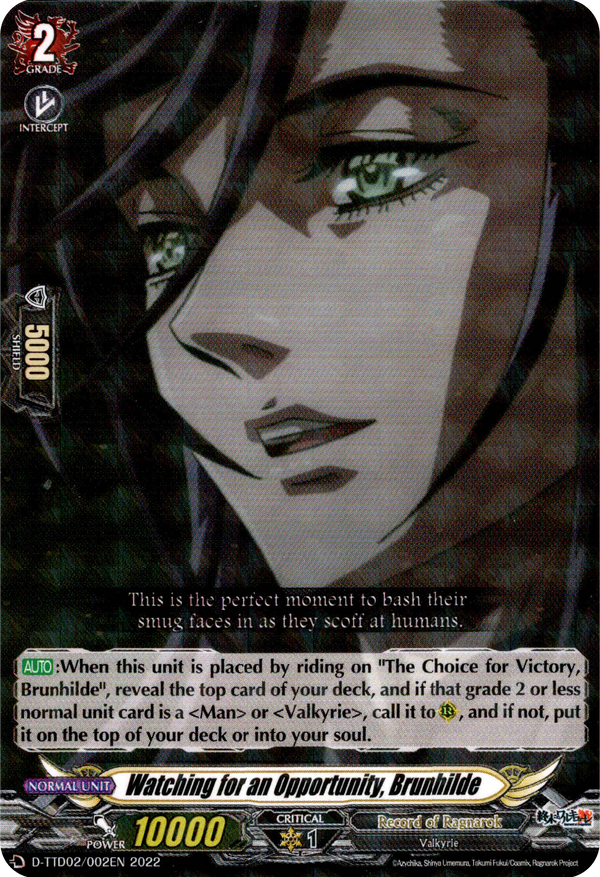Watching for an Opportunity, Brunhilde - D-TTD02/002EN -(Parallel Foil) Record of Ragnarok - Card Cavern
