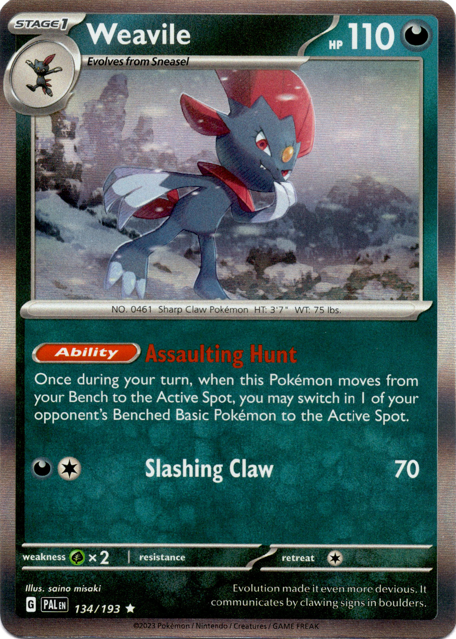 Weavile - 134/193 - Paldea Evolved - Holo - Card Cavern