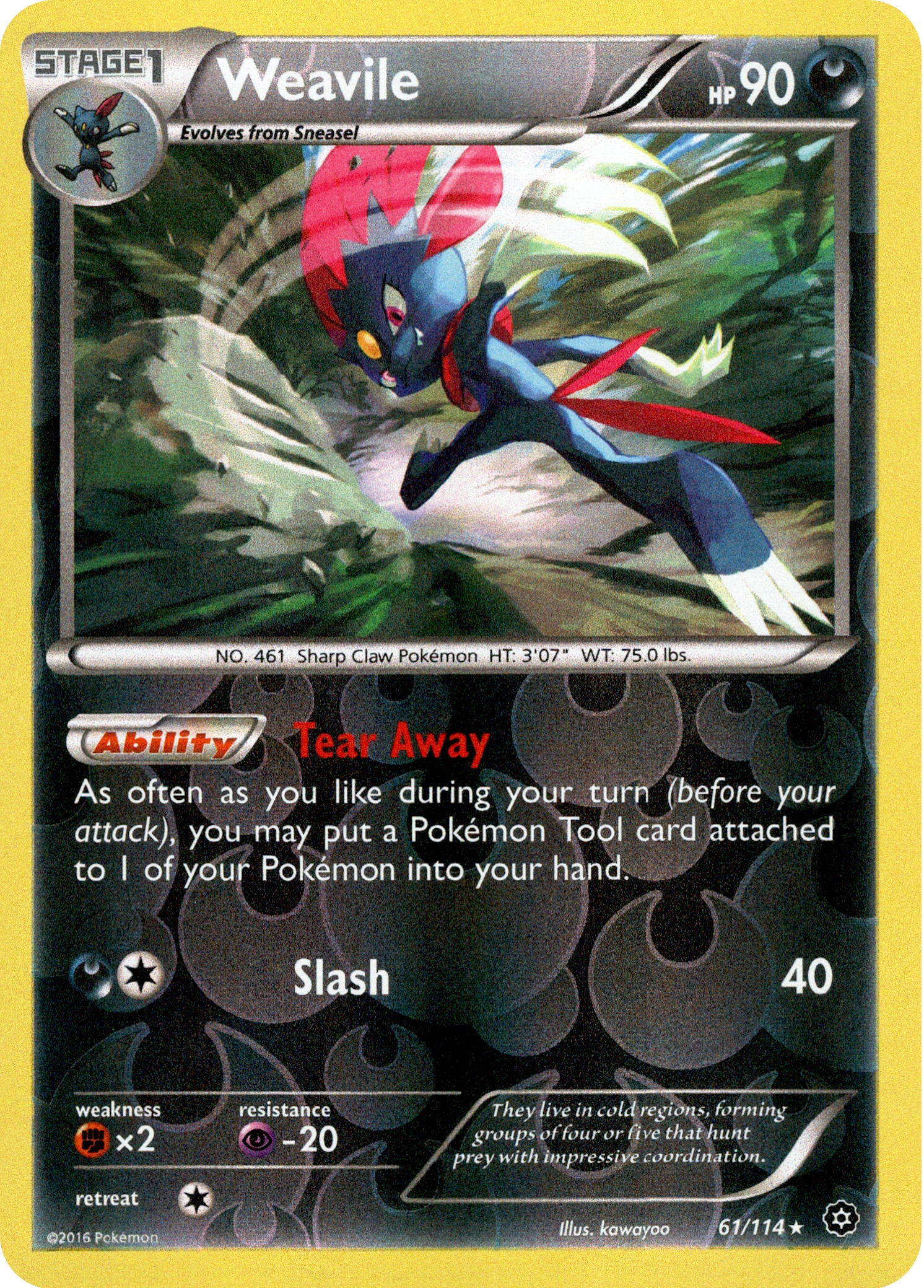 Weavile - 61/114 - Steam Siege - Reverse Holo - Card Cavern