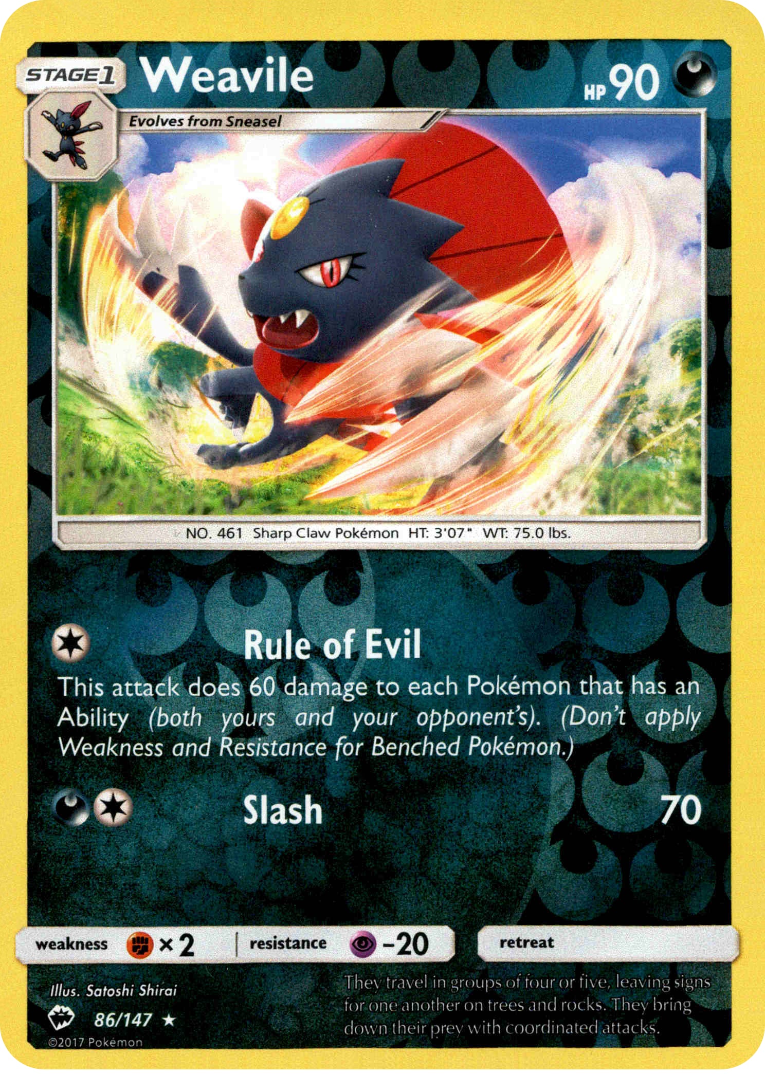 Weavile - 86/147 - Burning Shadows - Reverse Holo - Card Cavern