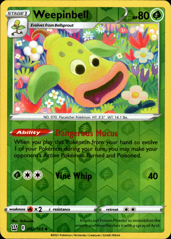 Weepinbell - 002/163 - Battle Styles - Reverse Holo - Card Cavern