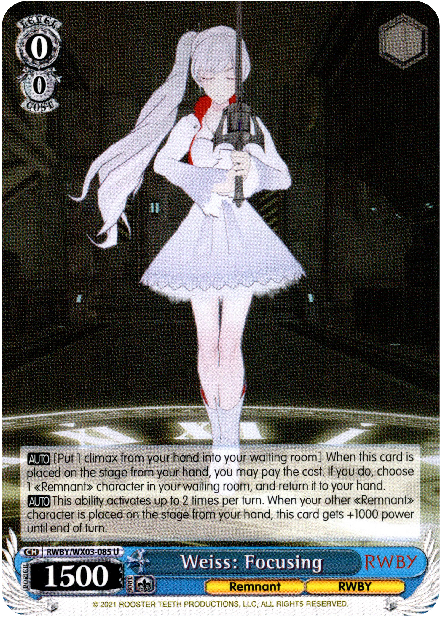 Weiss: Focusing - RWBY/WX03-085 - RWBY - Card Cavern