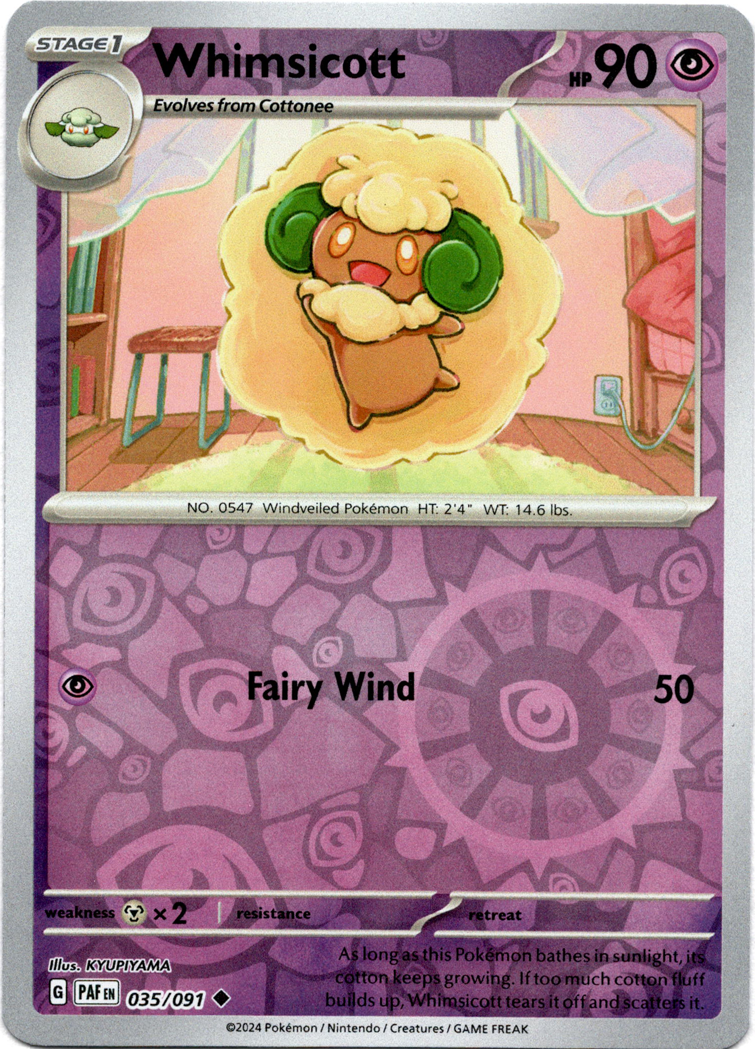 Whimsicott - 035/091 - Paldean Fates - Reverse Holo - Card Cavern