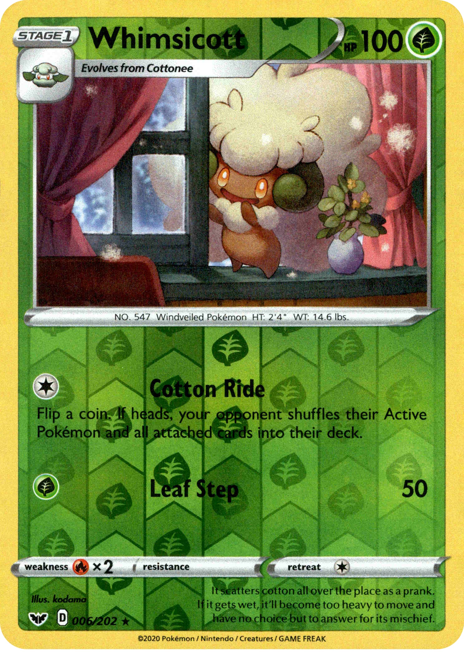 Whimsicott - 6/202 - Sword & Shield - Reverse Holo - Card Cavern